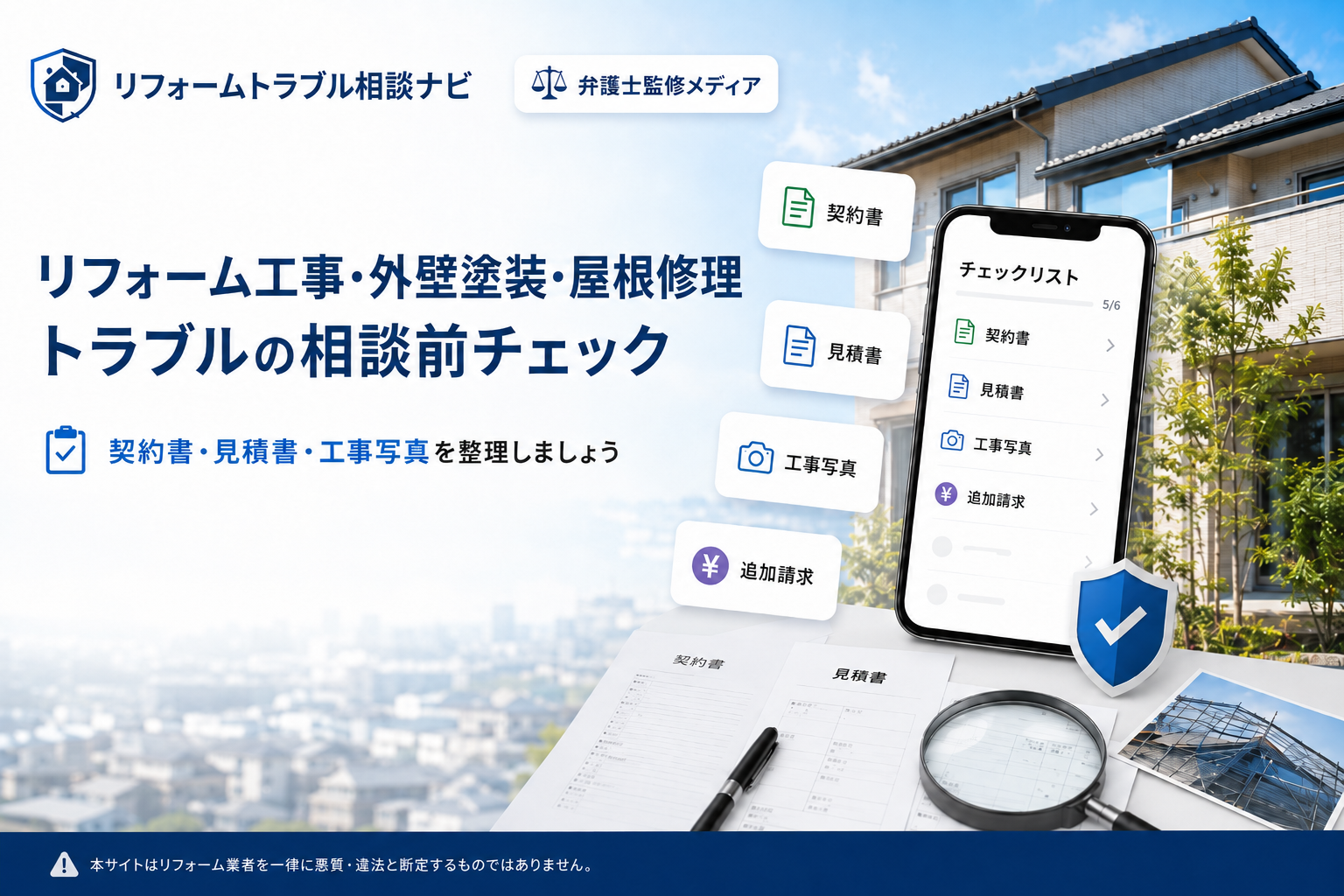 リフォームトラブル相談ナビの相談前チェックを示すヒーロー画像